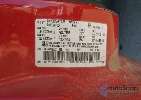 2000 Jeep Cherokee Sport z USA, uszkodzony, nr VIN 1J4FF48S8YL111650